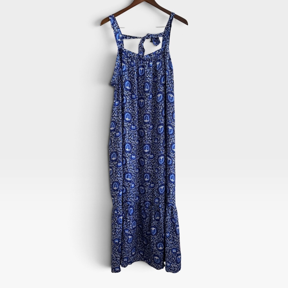 Old Navy Womens 3X Blue Floral  Print Maxi Dress Sleeveless Pockets Boho NEW